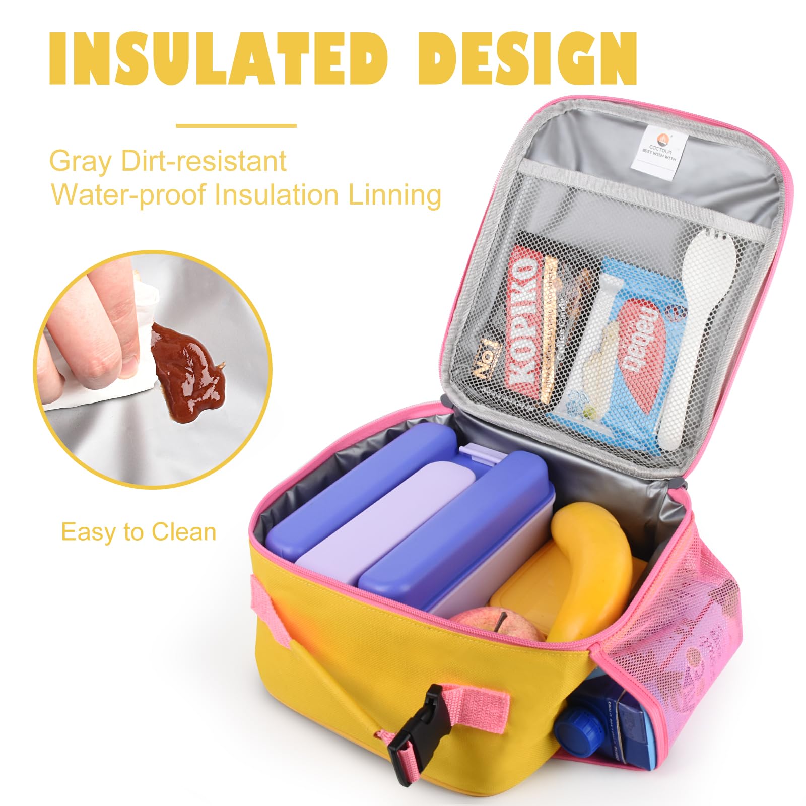 CaCTOUR CaCTOUR Kids Lunch Box Premium Insulated Soft Bag Mini Cooler for School Work Picnic Blue - View 5 of 6