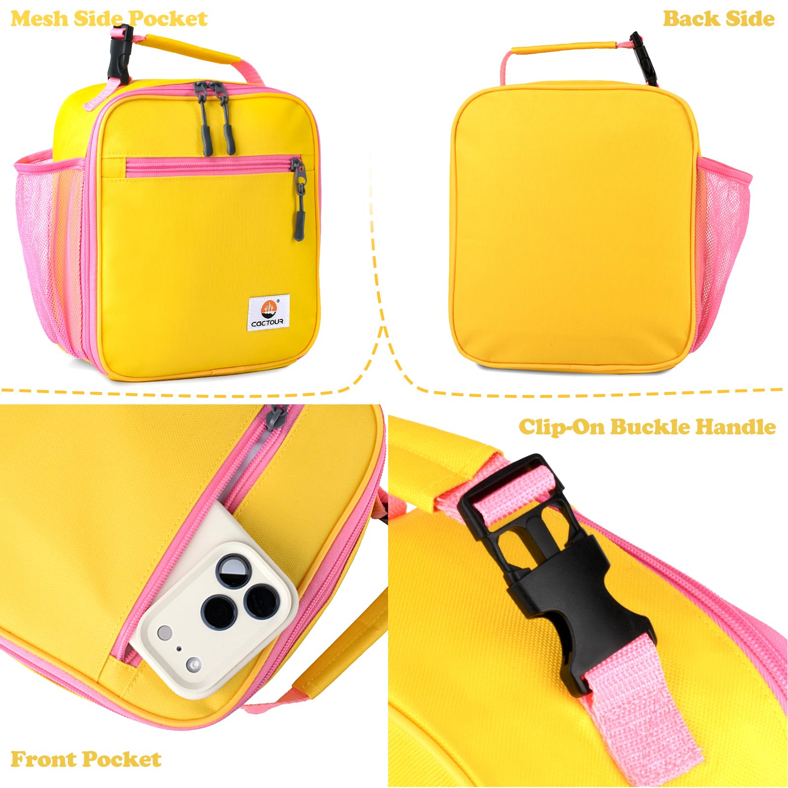 CaCTOUR CaCTOUR Kids Lunch Box Premium Insulated Soft Bag Mini Cooler for School Work Picnic Blue - View 6 of 6