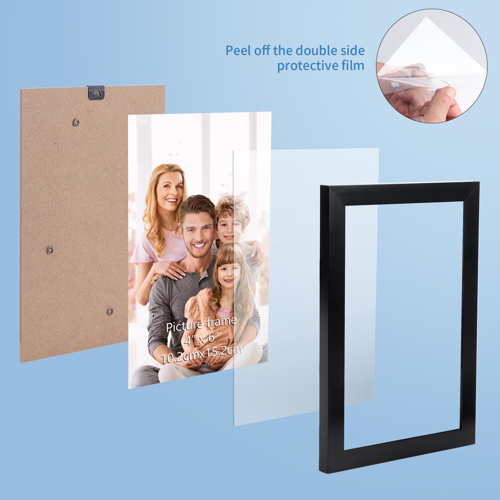 WIFTREY WIFTREY 18 Pack 4x6 Black Picture Frames for Wall Hanging and Tabletop Display - View 7 of 8
