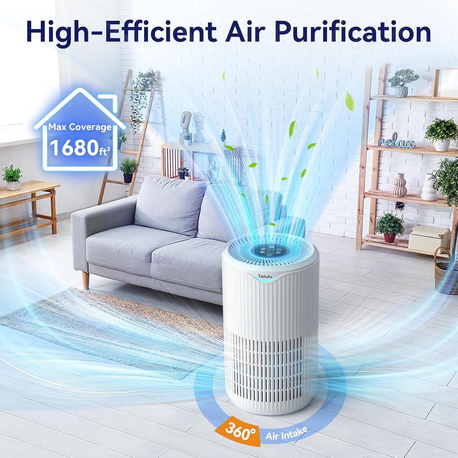 Tailulu Tailulu H13 HEPA Air Purifier for Large Rooms Up to 1500 Sq Ft Ideal for Pet Dander Smoke Odor Dust Pollen in Bedroom Living Room Office - View 3 of 8