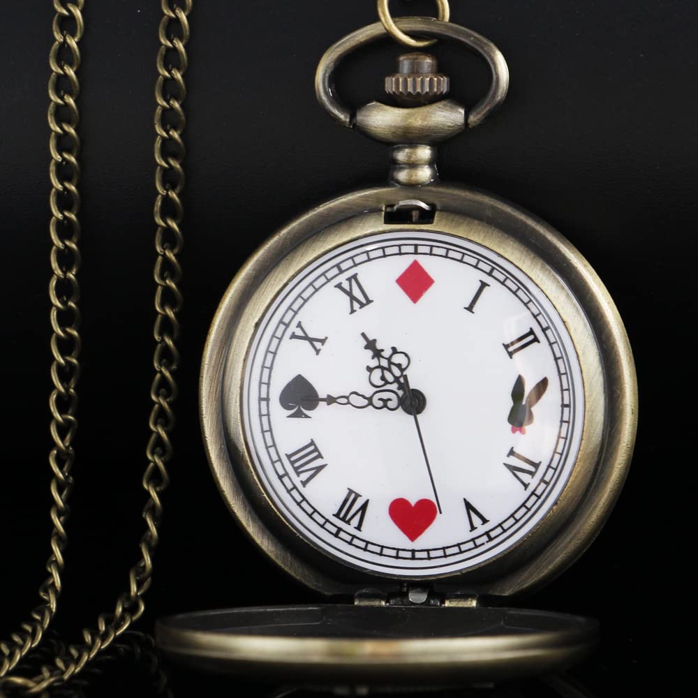 Nostalgia Movie Theme Alloy Quartz Pocket Watch with Chain Necklace Pendant Gift Box Classic Brown Bronze - View 3 of 7