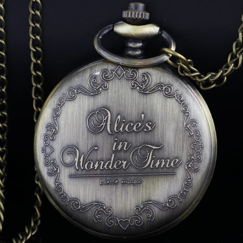 Nostalgia Movie Theme Alloy Quartz Pocket Watch with Chain Necklace Pendant Gift Box Classic Brown Bronze - View 4 of 7