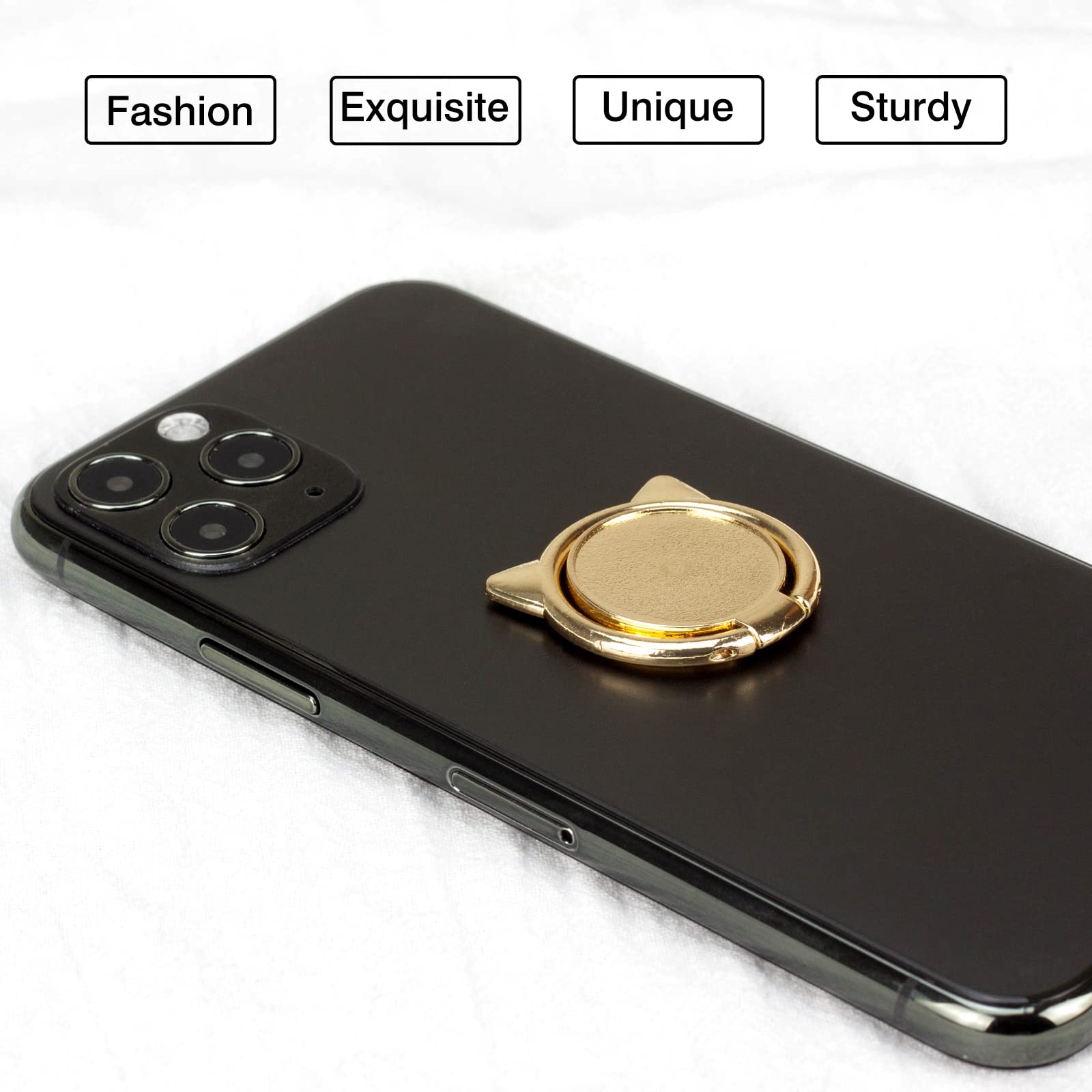 [2 Pack] Cat Ears Glossy FinishCell Phone Ring Holder Stand, 360 Degree Rotation Finger Ring Kickstand with Polished Metal Phone Grip for Magnetic - View 2 of 8