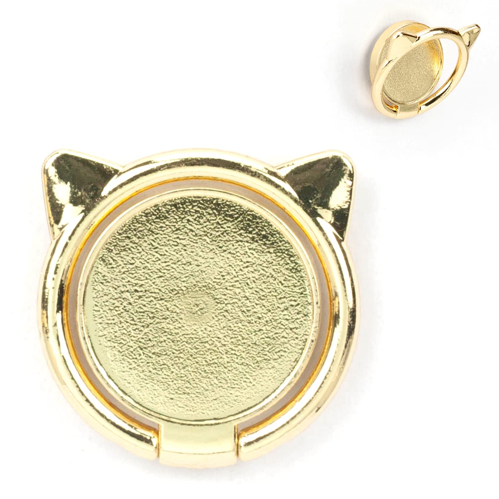 [2 Pack] Cat Ears Glossy FinishCell Phone Ring Holder Stand, 360 Degree Rotation Finger Ring Kickstand with Polished Metal Phone Grip for Magnetic