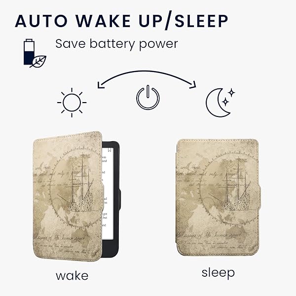 kwmobile KWMobile Vintage Brown Case for Kobo Clara 2E & Tolino Shine 4 - Stylish eReader Cover for Travel - View 5 of 10