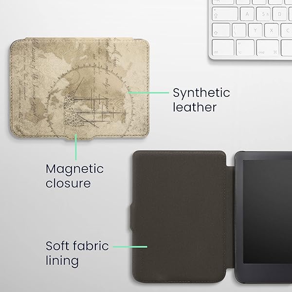 kwmobile KWMobile Vintage Brown Case for Kobo Clara 2E & Tolino Shine 4 - Stylish eReader Cover for Travel - View 7 of 10