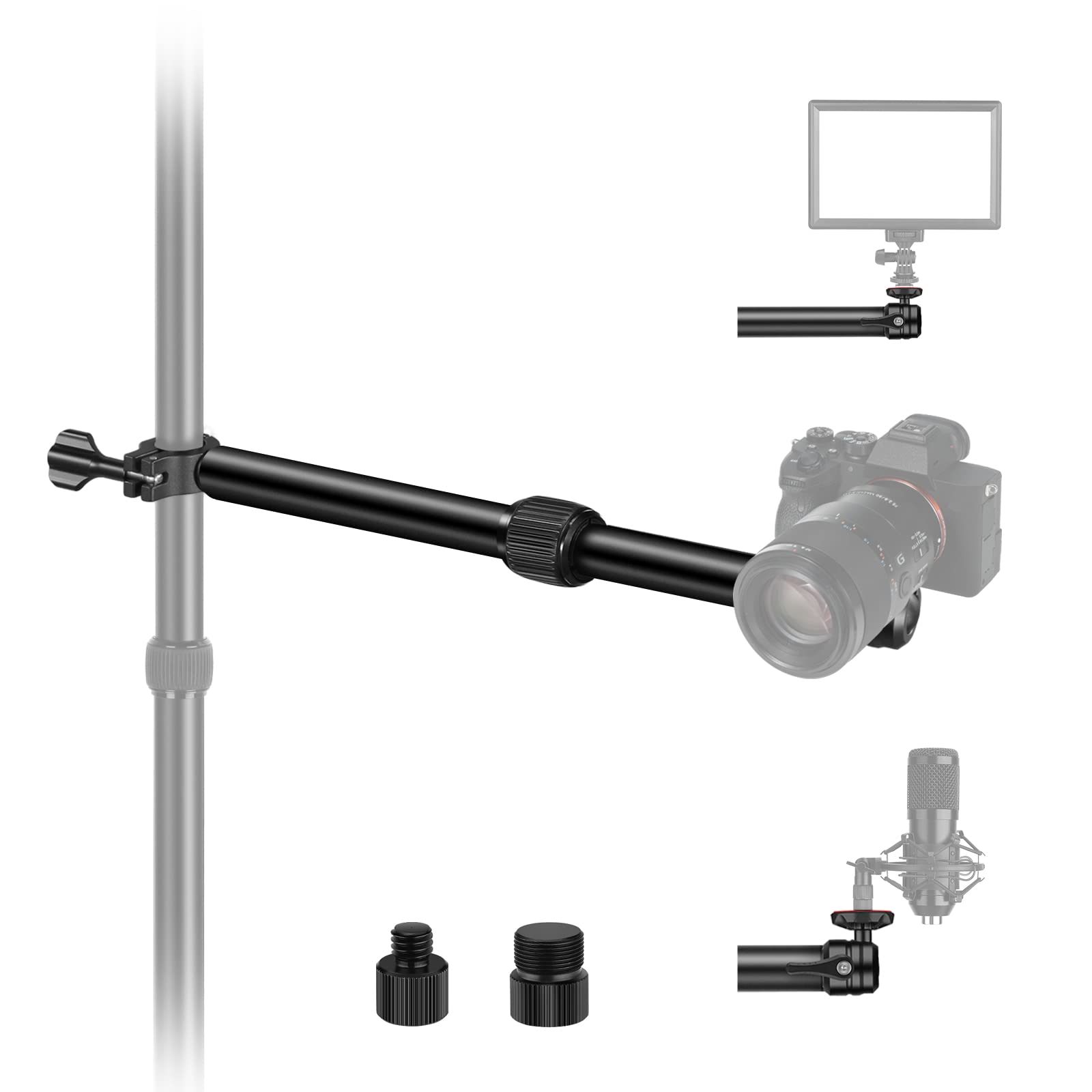 NEEWER DS001 Table Overhead Camera Mount Arm Telescopic Extension for Webcam LED Ring Light 11.8-20 inches with Ball Head Mount