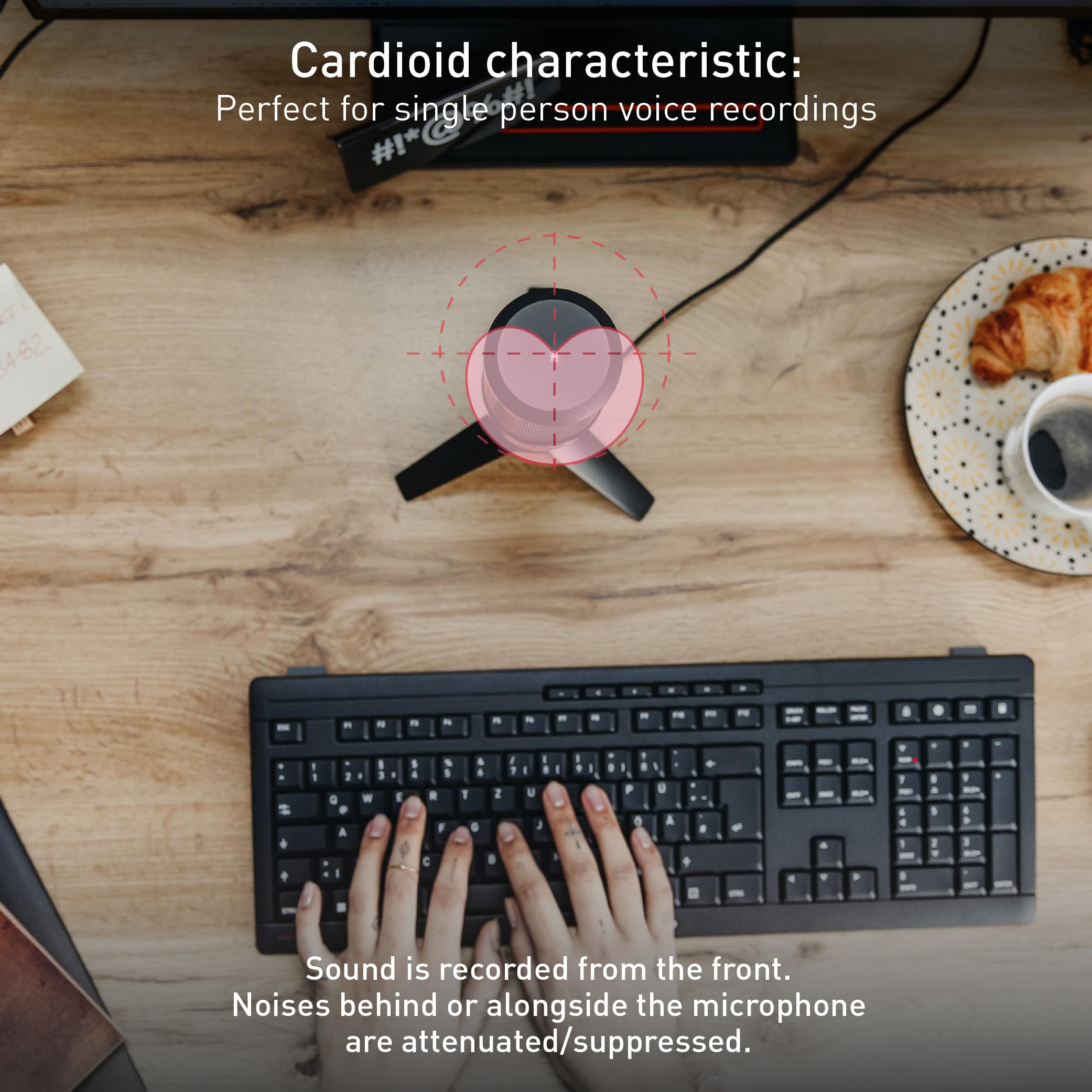 Cherry Cherry UM Series 3.0 PRO RGB USB Microphone for PC Mac Gaming Recording Streaming Podcasting Studio Black - View 3 of 6