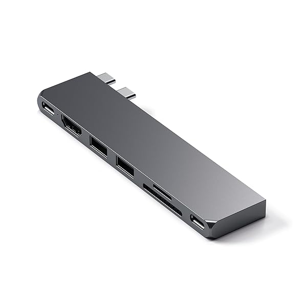 Satechi Satechi USB C Hub Pro 7-in-1 Adapter: 100W PD, 4K HDMI, USB4, for MacBook M1 M2 M3 - Space Gray - View 3 of 9