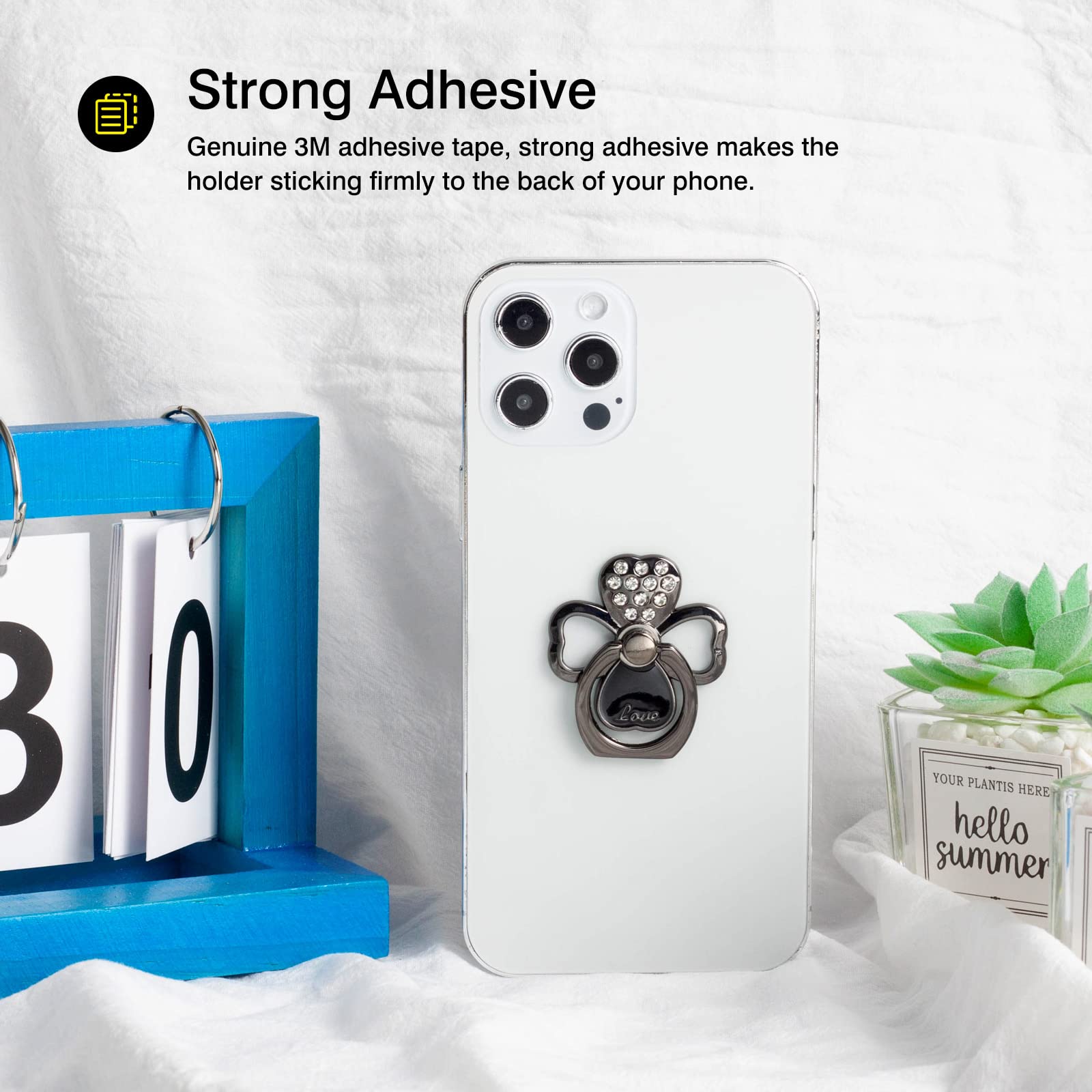 [2 Pack] Lucky Four Leaf Clover Cell Phone Ring Holder Stand, 360 Degree Rotation Finger Ring Kickstand with Polished Metal Phone Grip for Magnetic - View 4 of 8