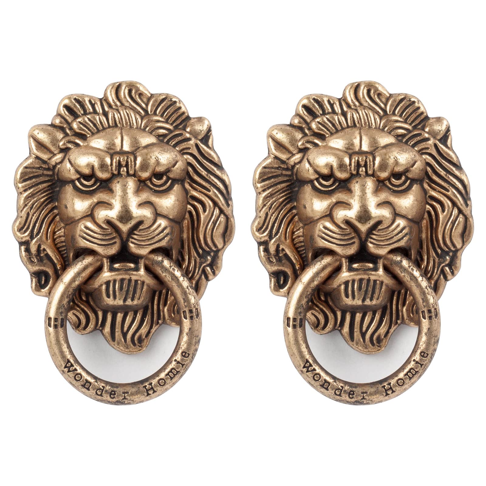 [2 Pack] Lion Head Cell Phone Ring Holder Stand, Finger Ring Kickstand with Polished Metal Phone Grip, Smartphone Accessories?Black Gold?