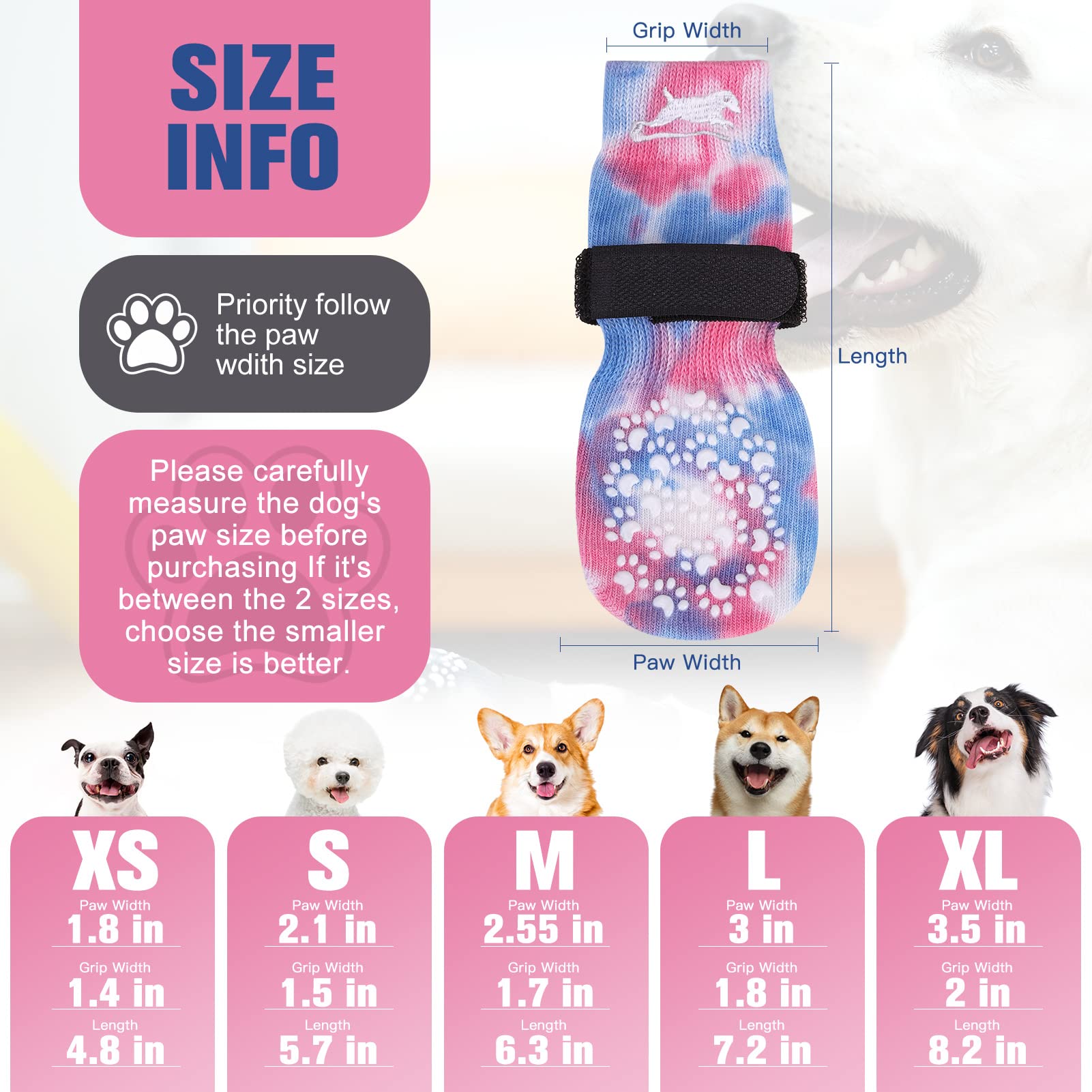 EXPAWLORER EXPAWLORER Anti Slip Dog Socks for Paw Protection and Traction Control on Hot Pavement for Small Medium Large Senior Dogs - View 2 of 7