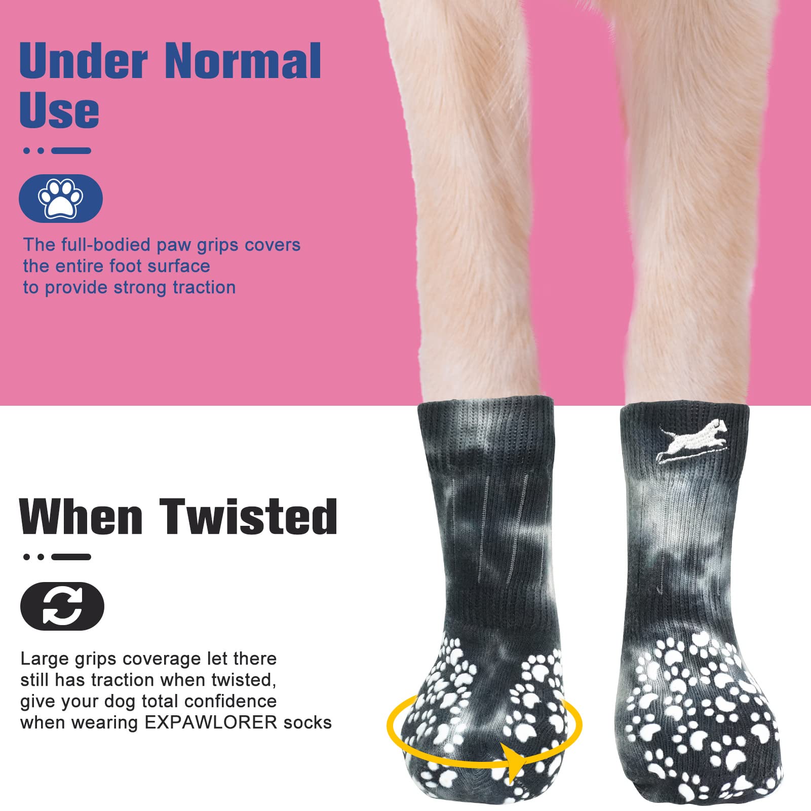 EXPAWLORER EXPAWLORER Anti Slip Dog Socks for Paw Protection and Traction Control on Hot Pavement for Small Medium Large Senior Dogs - View 5 of 7