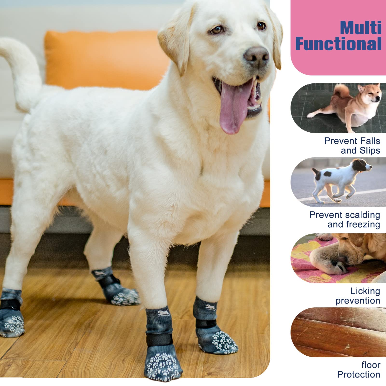 EXPAWLORER EXPAWLORER Anti Slip Dog Socks for Paw Protection and Traction Control on Hot Pavement for Small Medium Large Senior Dogs - View 6 of 7