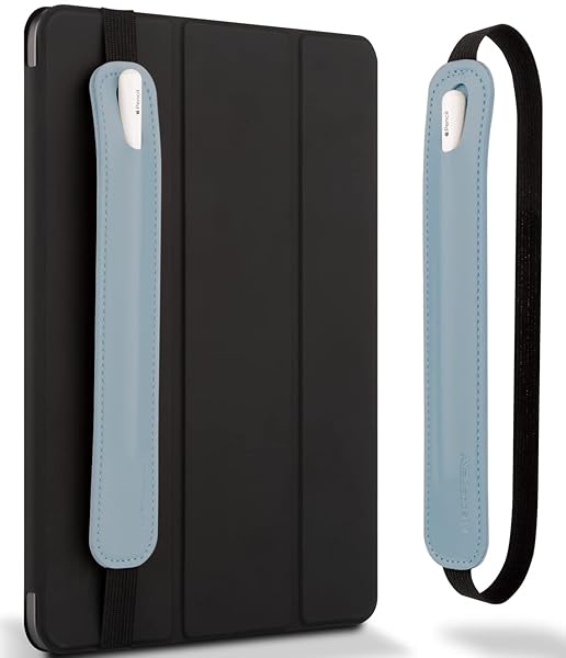 GOOSPERY Goospery Pencil Holder for Apple Pencil & iPad - PU Leather Sleeve Case with Elastic Band - Fits iPad 8th, 7th, Mini 5th - Blue