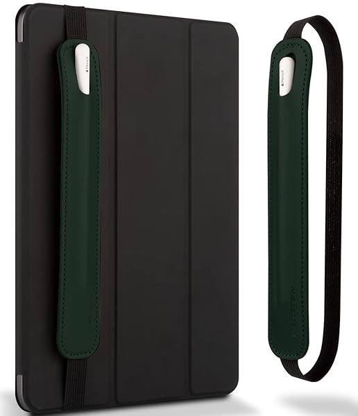 GOOSPERY Goospery Pencil Holder for Apple Pencil & iPad - Dark Green PU Leather Case with Elastic Band for Tablets & Notebooks