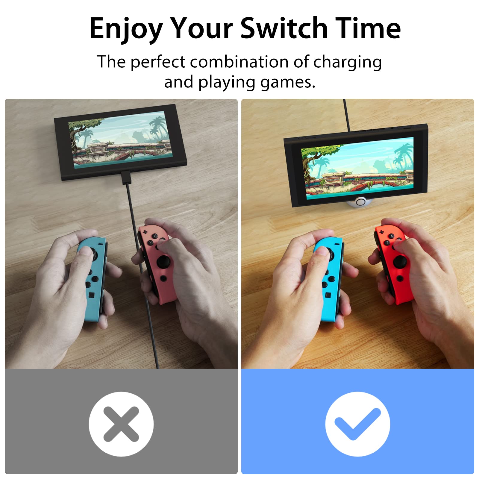 Antank Antank Tiny Charging Stand for Nintendo Switch Lite OLED Portable Dock Station with USB-C Port Red White - View 4 of 7