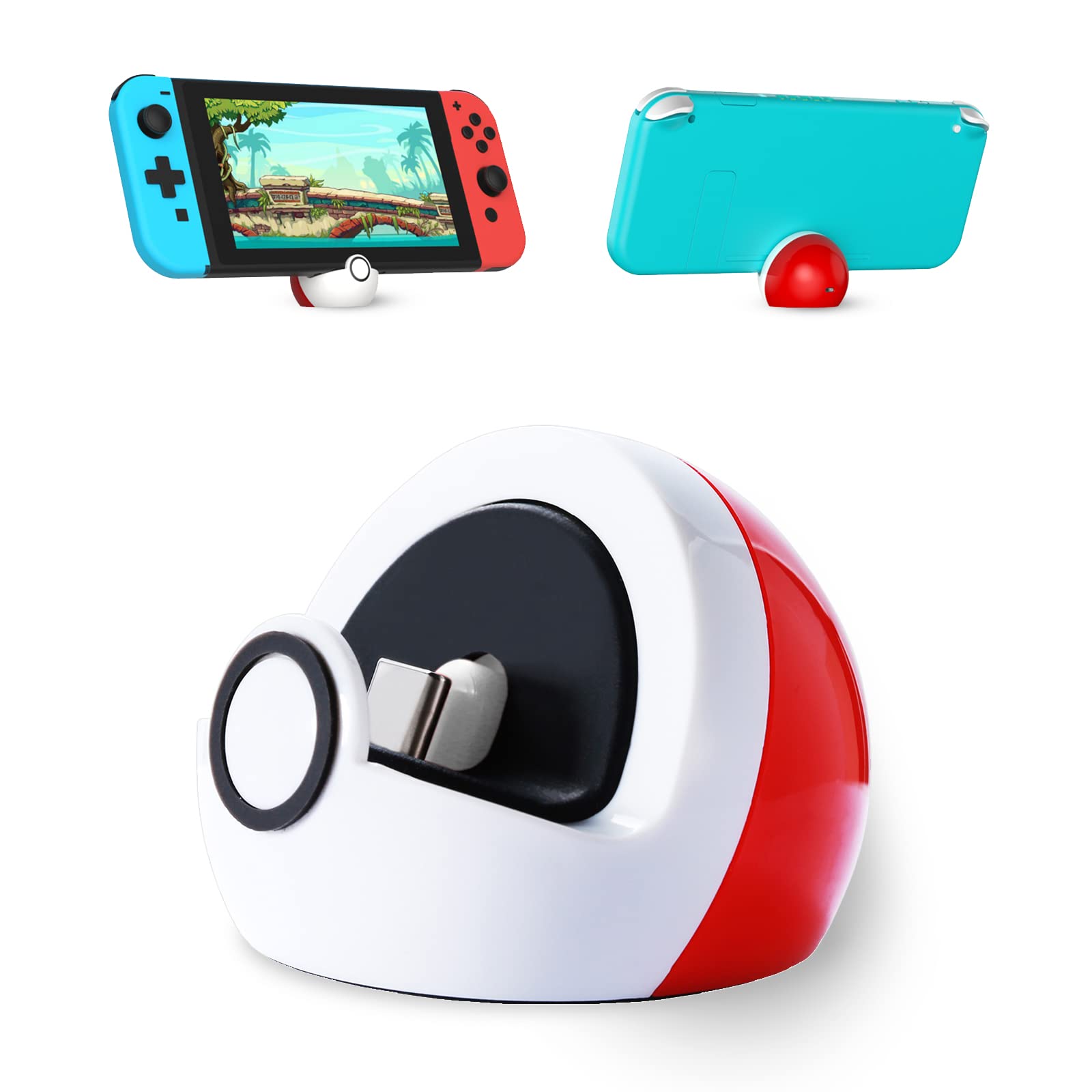 Antank Antank Tiny Charging Stand for Nintendo Switch Lite OLED Portable Dock Station with USB-C Port Red White