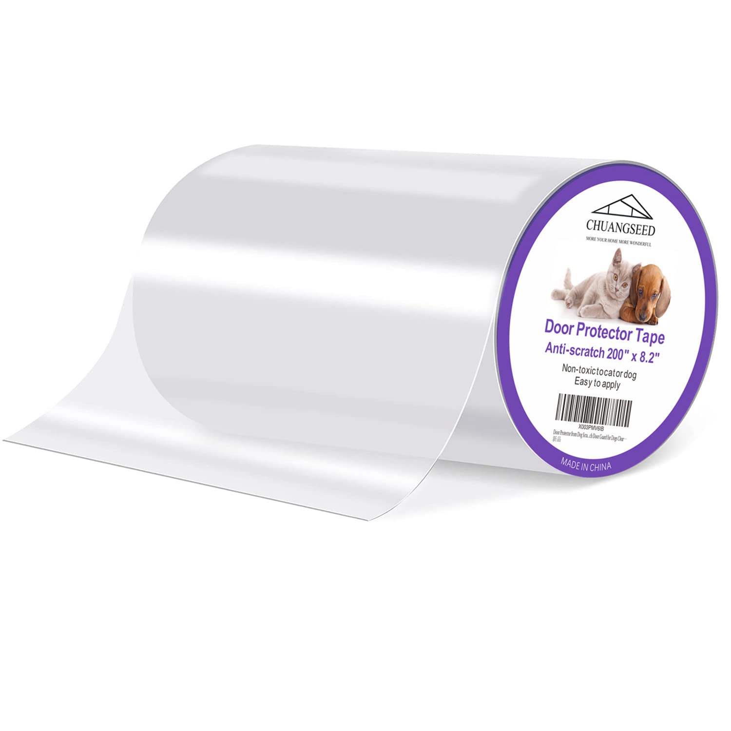 CHUANGSEED Clear Dog Scratch Door Protector 200 x 8.2 Inch Single Sided Adhesive Guard for Cats and Dogs CHUANGSEED