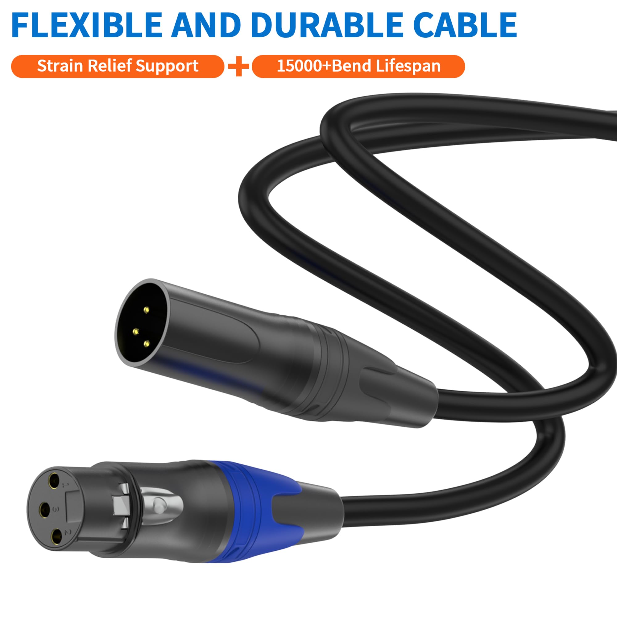 Lansensu 1 Male to 2 Female XLR Y Splitter Microphone 11.8 inch, Female XLR to Dual Male Y-Splitter Balanced Mic Cable for Stereo Mic to L and R - View 5 of 8