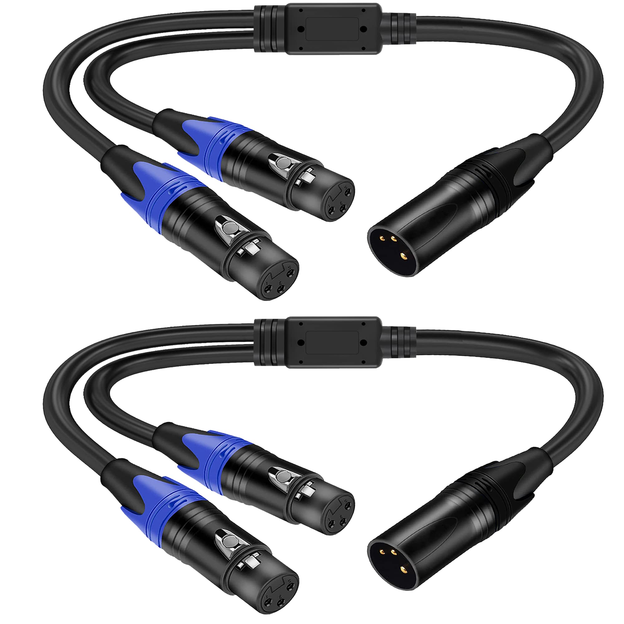 Lansensu 1 Male to 2 Female XLR Y Splitter Microphone 11.8 inch, Female XLR to Dual Male Y-Splitter Balanced Mic Cable for Stereo Mic to L and R