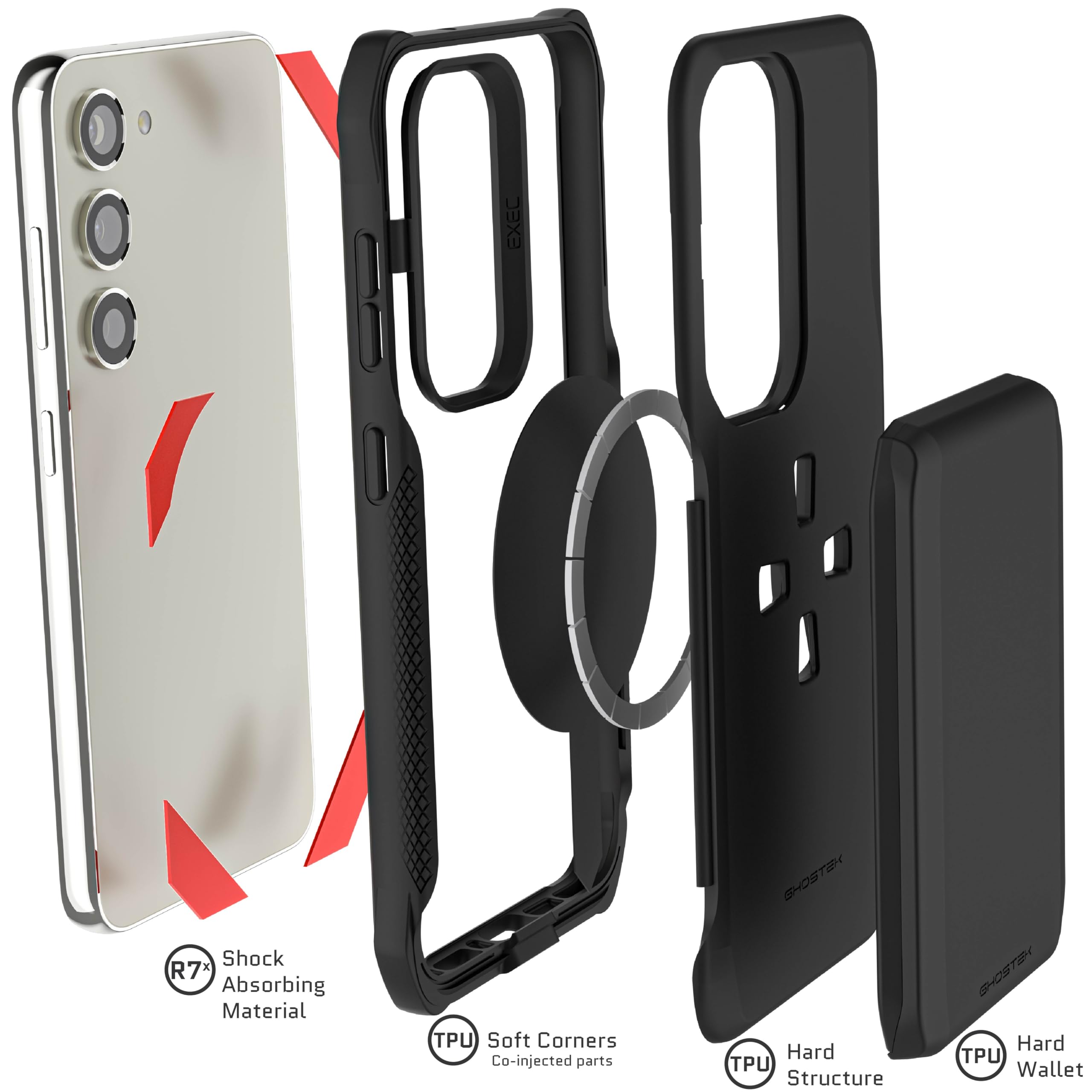 Ghostek EXEC Galaxy S23 Ultra Case Wallet for Women with Detachable Card Holder Supports Wireless Charging Protective Cover for 2023 Samsung S23 Ultra Pink - View 6 of 9