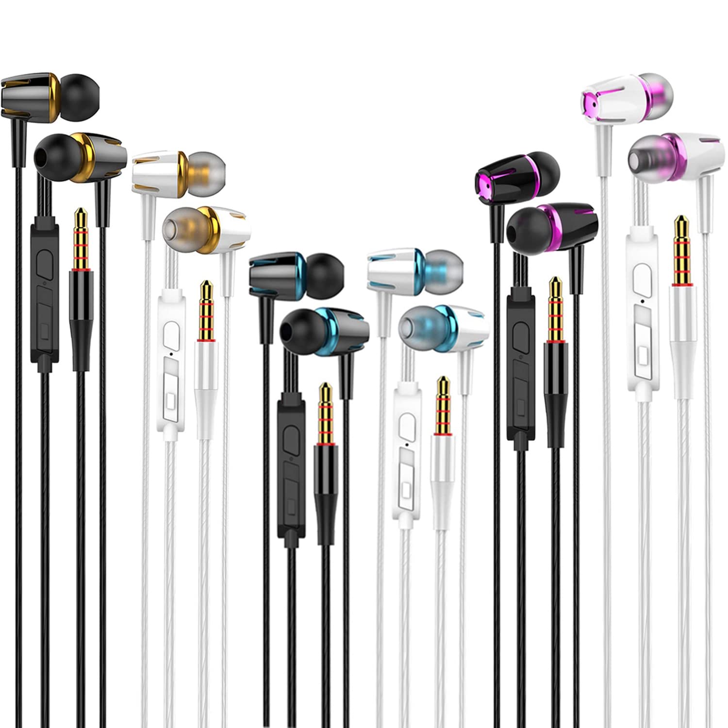 Cianyyee 6Pack Earbuds Headphones Wired with Microphone?in-Ear Earbuds,Noise Isolating,Powerful Heavy Bass, Earphones Compatible with iPhone, iPod,