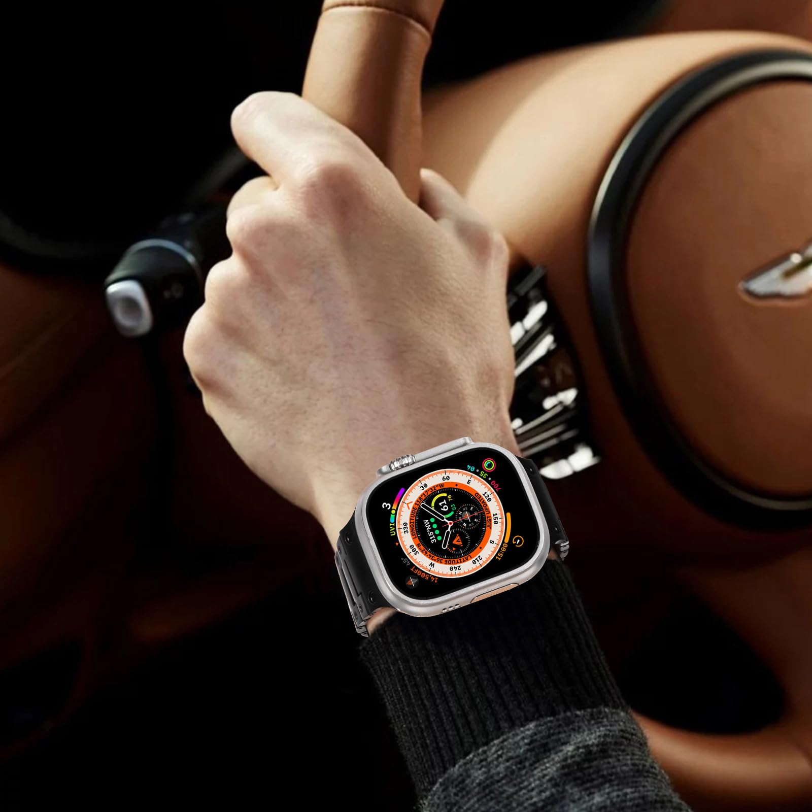 NewWays NewWays Metal Band for Apple Watch Ultra 2 49mm Series 9 8 7 SE 6 5 4 3 Stainless Steel Link Band G-Black - View 7 of 7