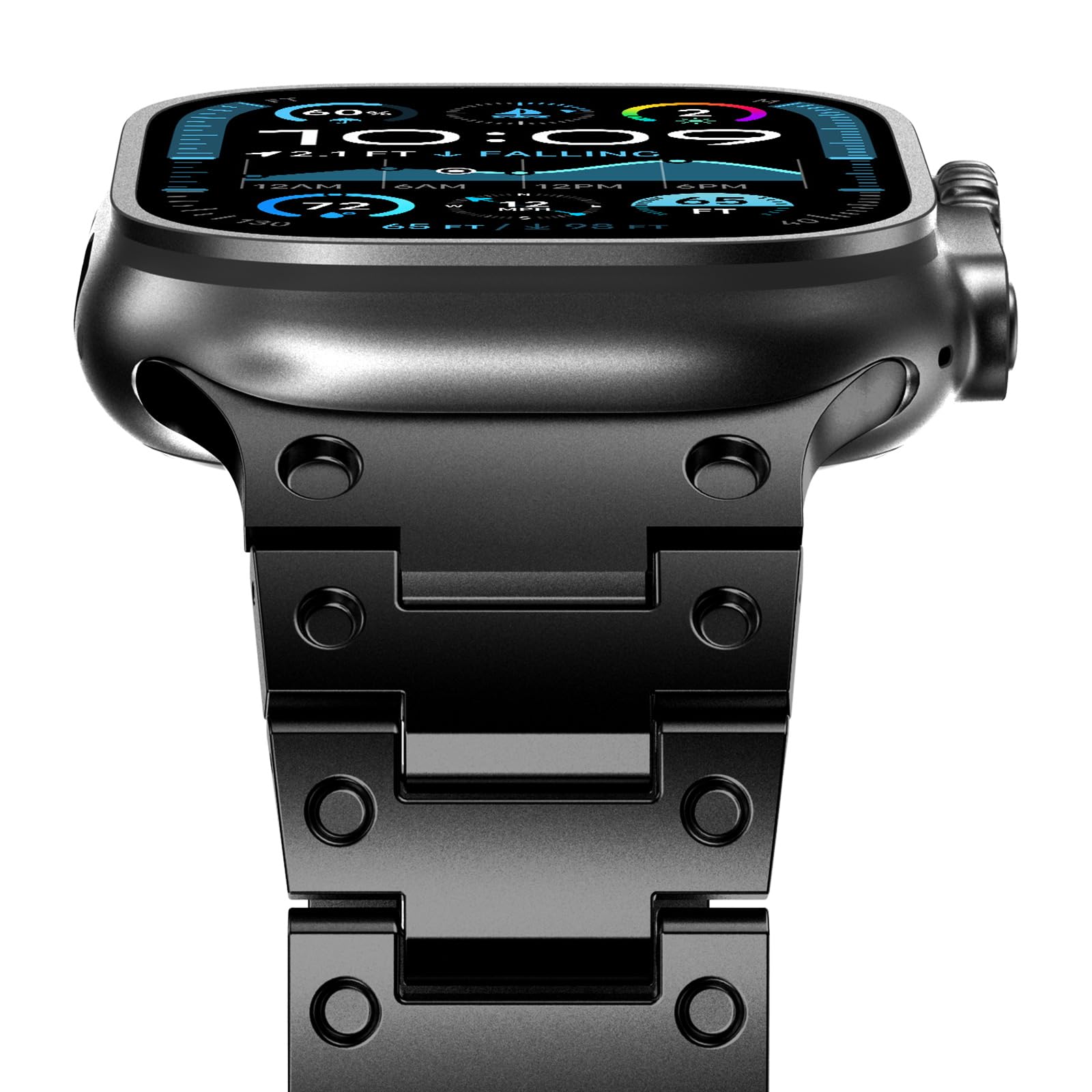 NewWays Metal Band for Apple Watch Ultra 2 49mm Series 9 8 7 SE 6 5 4 3 Stainless Steel Link Band G-Black