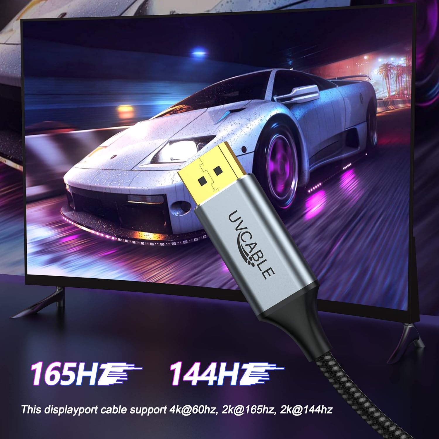 UV-CABLE DisplayPort Cables 10-Pack 6ft Braided DP to DP for Gaming Monitors 4K 60Hz HDR 10Bit Color Depth Compatible with PC Laptop and Docking Station - View 4 of 9