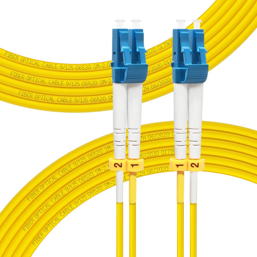 FLYPRO Fiber 20M OS2 LC to LC Patch Cable 1G 10G Single Mode Duplex 9/125um SMF Fiber Optic Cord 4 Pack Length Options 0.2m to 300m