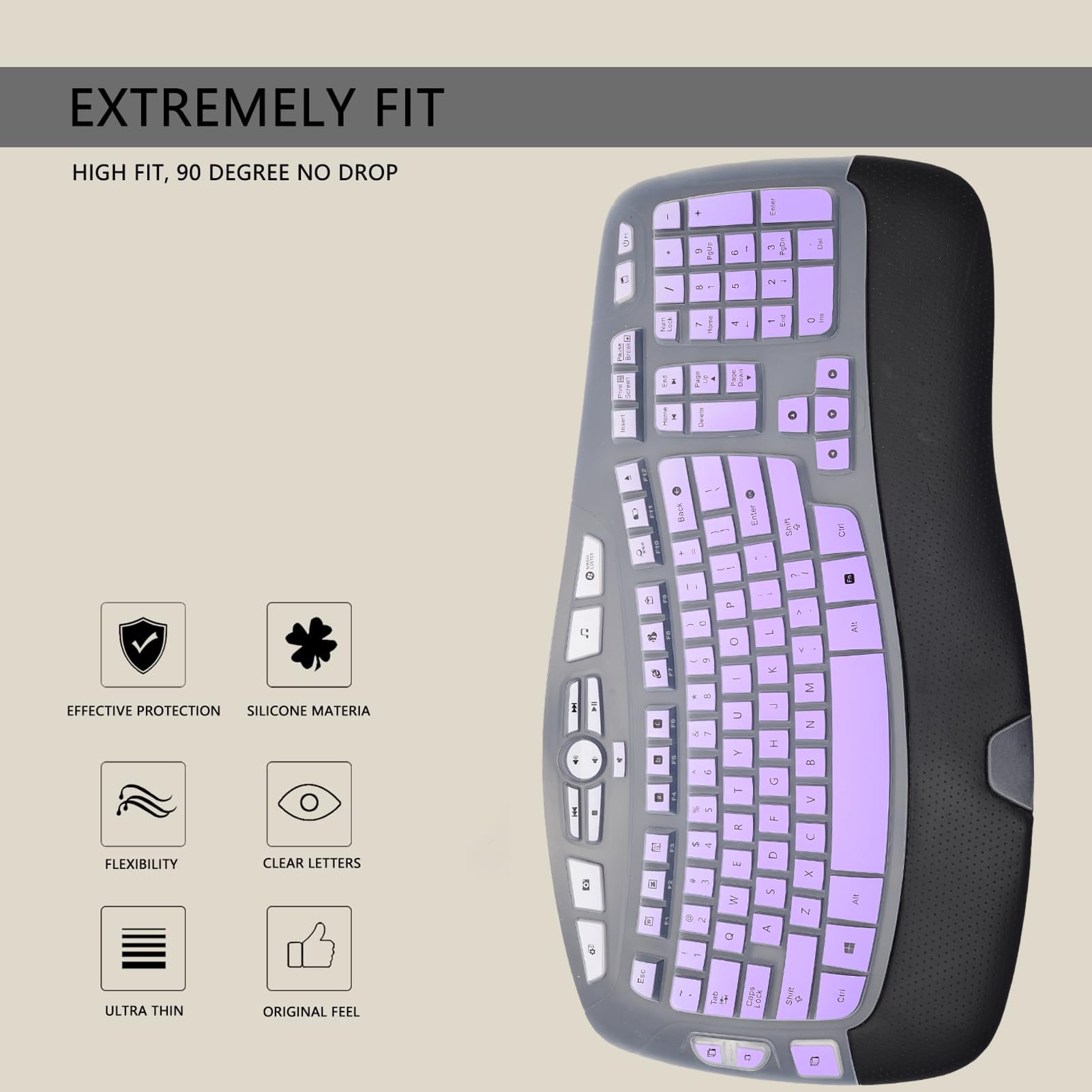 Softamm Logitech K350 MK550 MK570 Keyboard Cover Waterproof Silicone Protector Gradient Purple - View 4 of 6