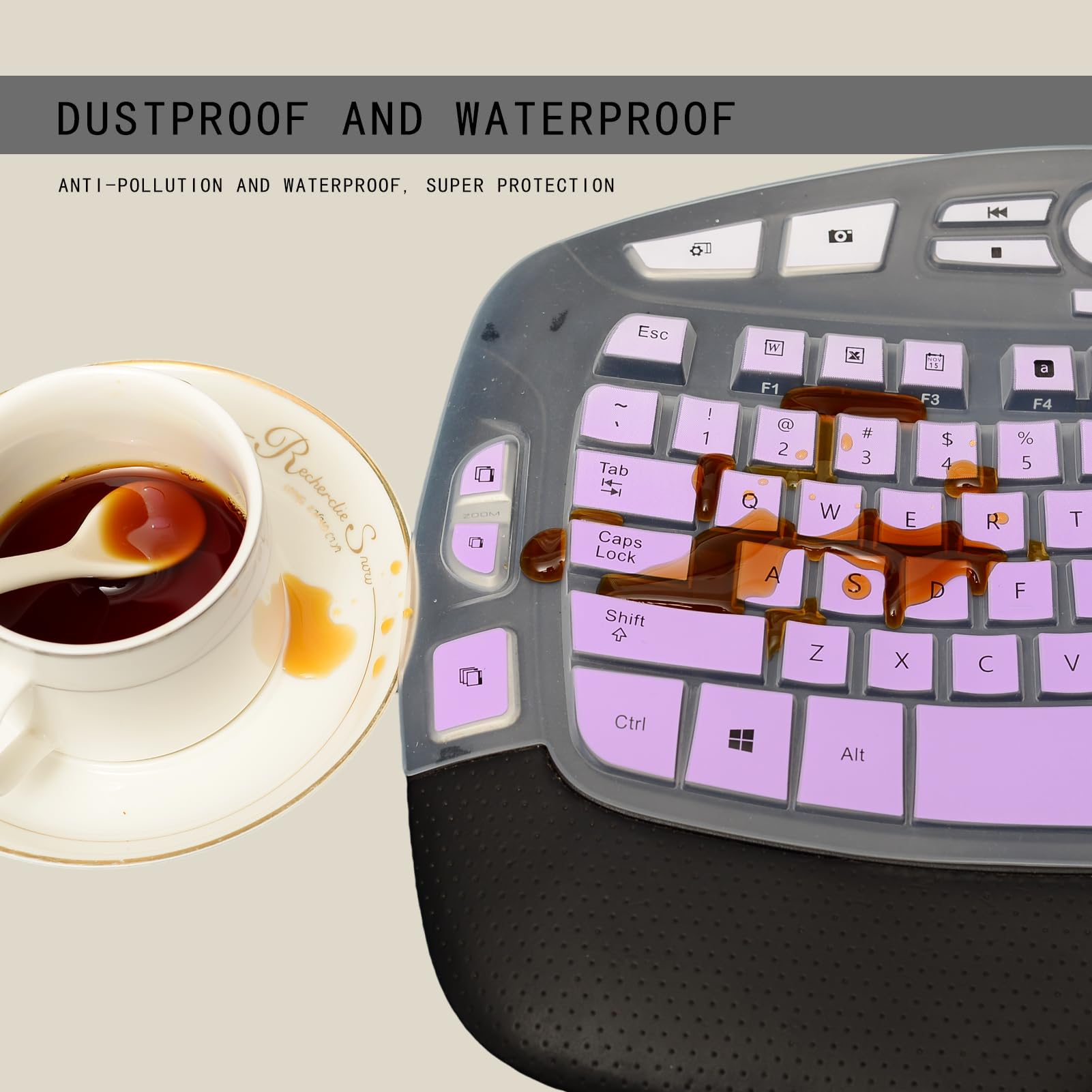 Softamm Logitech K350 MK550 MK570 Keyboard Cover Waterproof Silicone Protector Gradient Purple - View 5 of 6