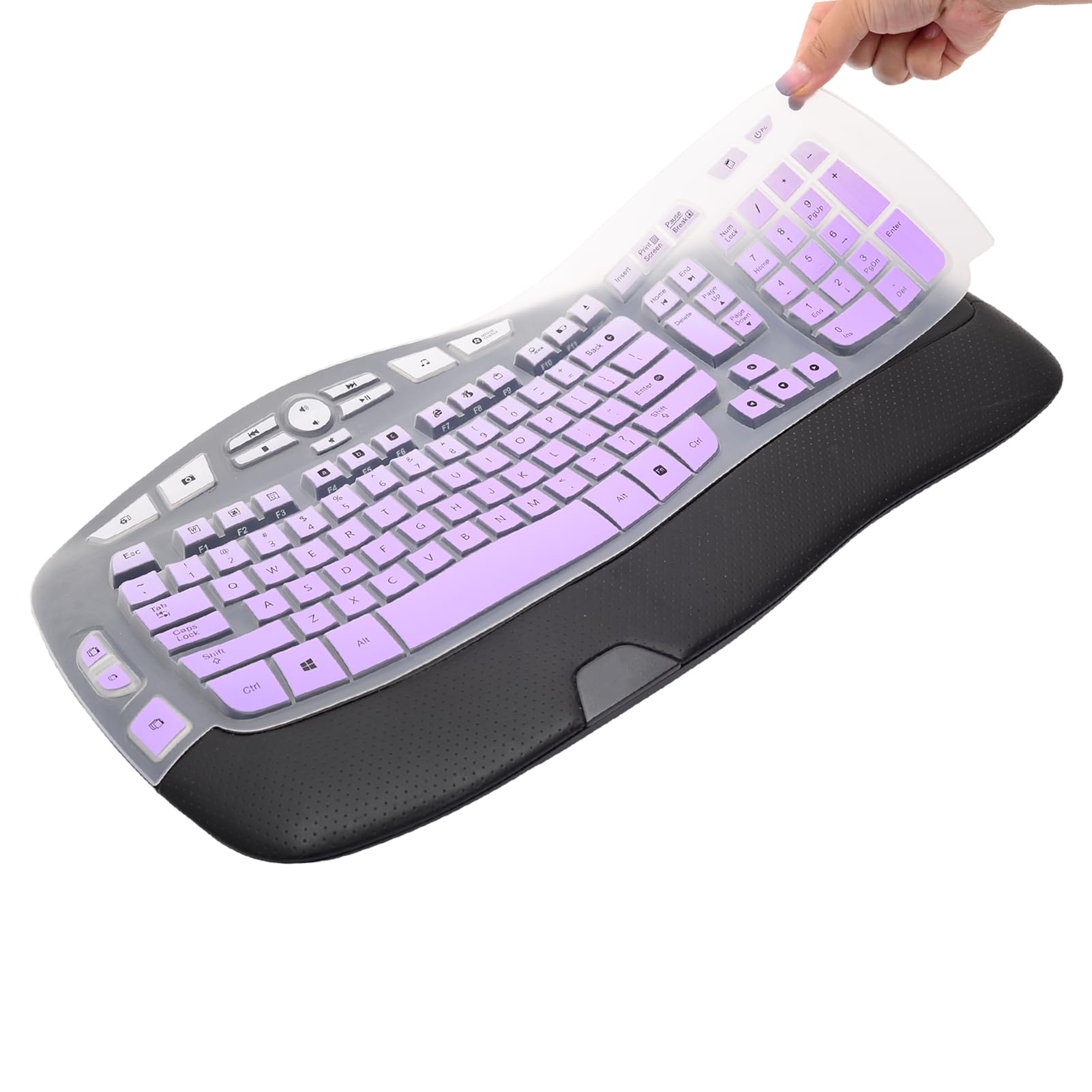 Softamm Logitech K350 MK550 MK570 Keyboard Cover Waterproof Silicone Protector Gradient Purple