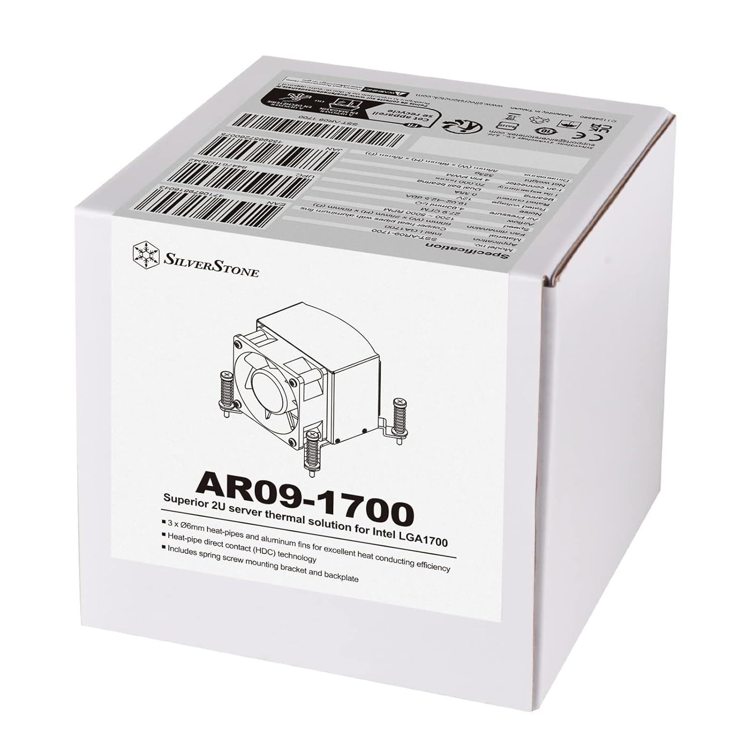 SilverStone SilverStone Technology Argon AR09-1700 Server Cooling Solution for LGA1700 LGA1851 TAA Compliant 2U Efficient Cooling Performance - View 9 of 9