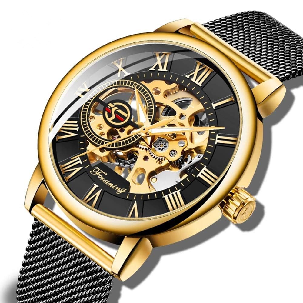 Dentily Classic Mechanical Hand-Wind Men's Skeleton Watch with Leather Strap for Timeless Style and Precision - View 2 of 7