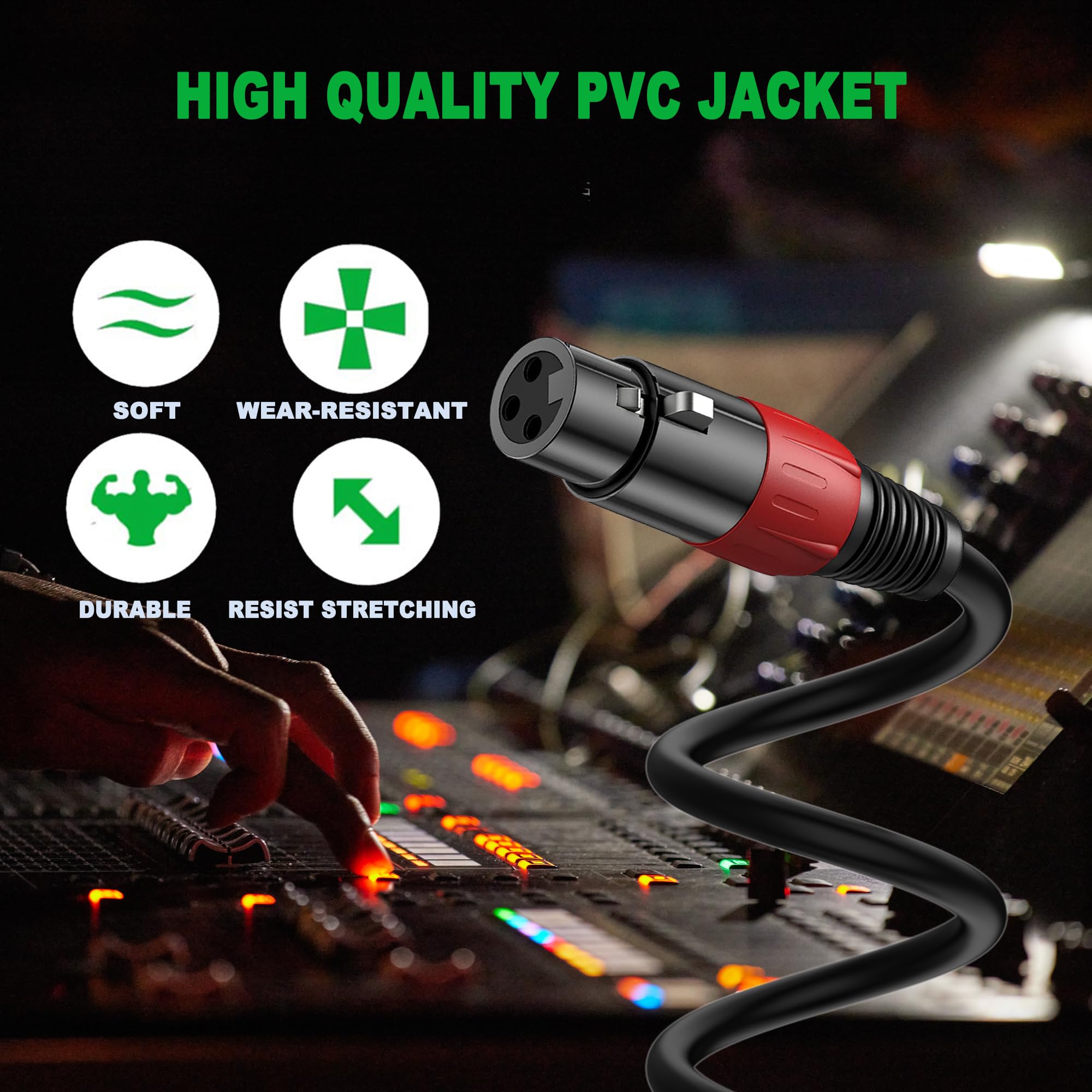 LanSenSu XLR 3 Pin to 5 Pin Female Audio Cable, for Microphone DMX Stage Light Turnaround (2Pack) - View 5 of 8