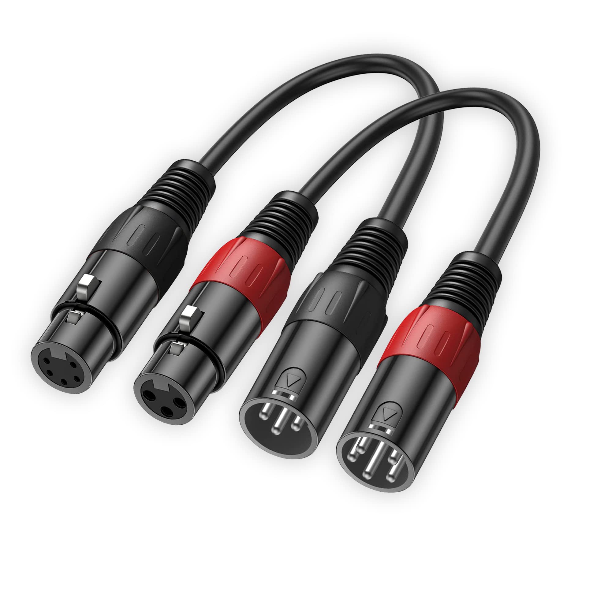 LanSenSu XLR 3 Pin to 5 Pin Female Audio Cable, for Microphone DMX Stage Light Turnaround (2Pack)