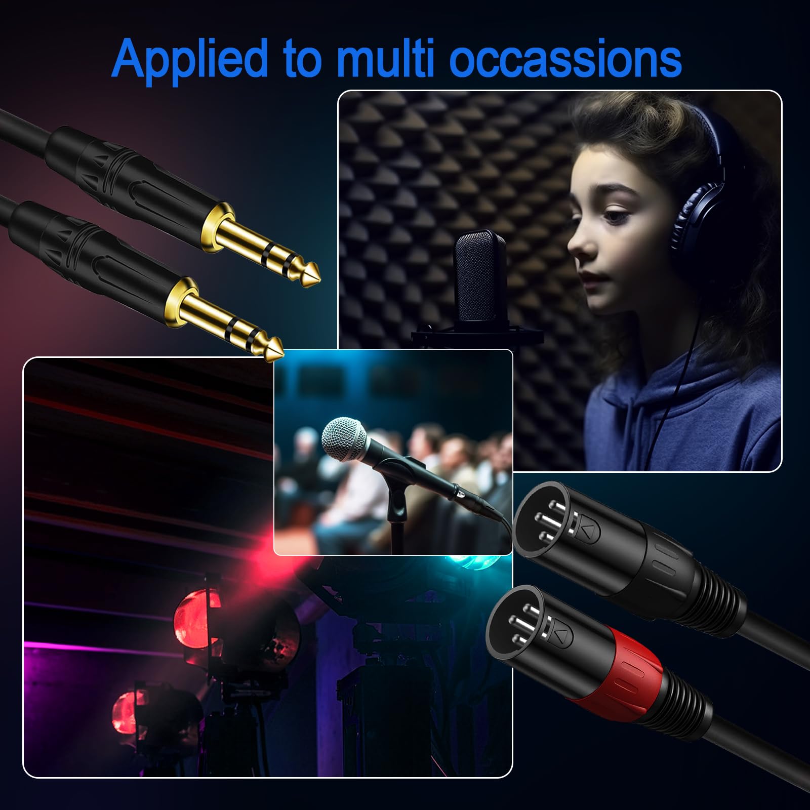 LanSenSu XLR to 1 4 TRS Stereo Adapter,XLR Male to 1 4 Inch (6.35mm) Stereo Balanced Microphone Stereo Audio Converter AdapterCable 2Pack- 11.8inch - View 7 of 7