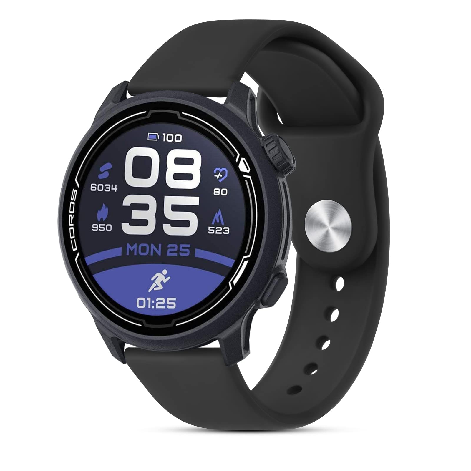 Amzpas Silicone Band for Coros PACE 2 APEX 42mm APEX 2, 20mm Quick-Release Replacement Wristband Sport Straps, Black