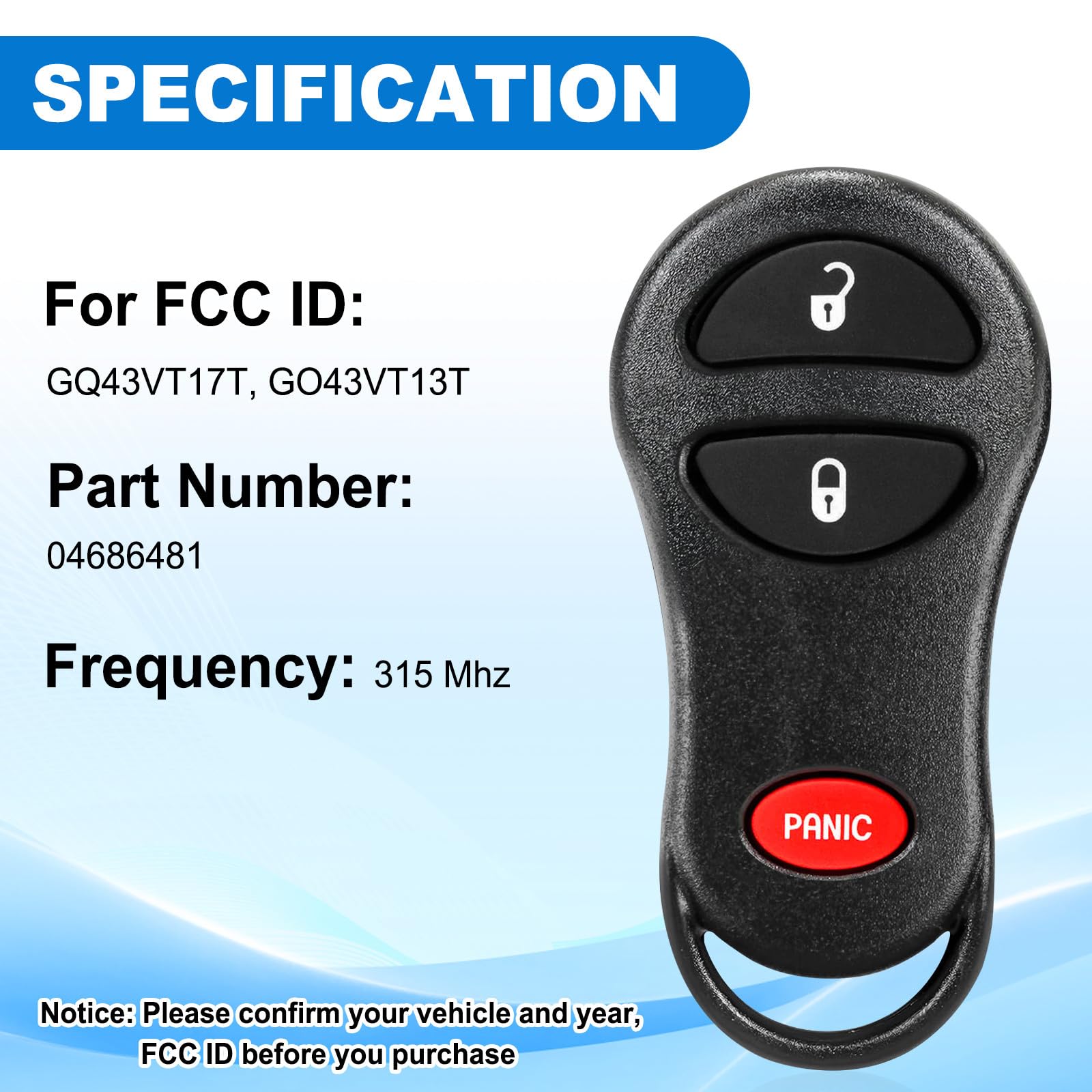 Key Fob for Dodge: Car Key for 1999-2003 Chrysler Town and Country, 2002-2005 Dodge Ram Truck 1500 2500, 1999-2003 Dodge Caravan, 2001-2003 Dodge - View 2 of 8