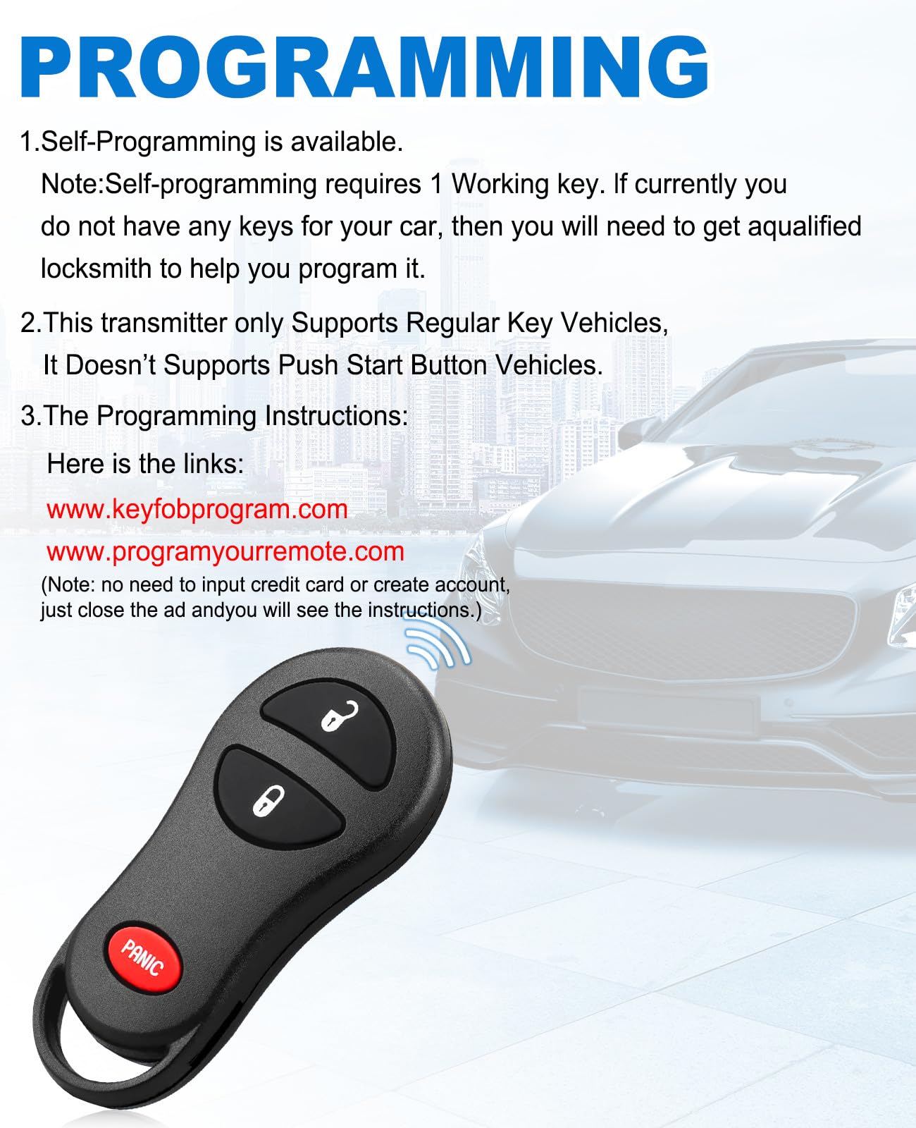 Key Fob for Dodge: Car Key for 1999-2003 Chrysler Town and Country, 2002-2005 Dodge Ram Truck 1500 2500, 1999-2003 Dodge Caravan, 2001-2003 Dodge - View 5 of 8