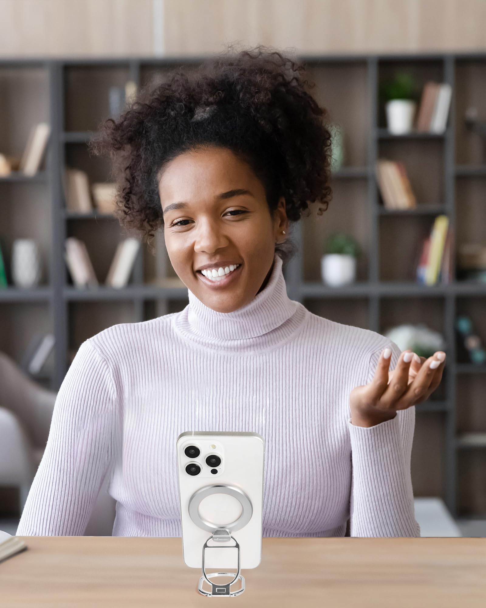 MINDSKY Phone Stand Phone Grip Compatible with iPhone 12 13 14 15 Mini Pro Pro Max Accessories Removable Magnetic Finger Phone Ring Grip (Silver) - View 7 of 7