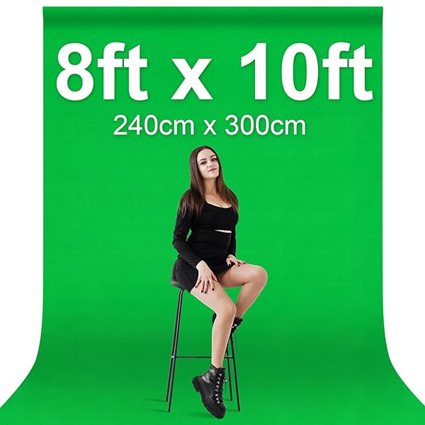 EMART EMART 8x10 Ft Green Screen Backdrop for YouTube & Zoom - Photography Chromakey Fabric Kit with Clips - View 4 of 9