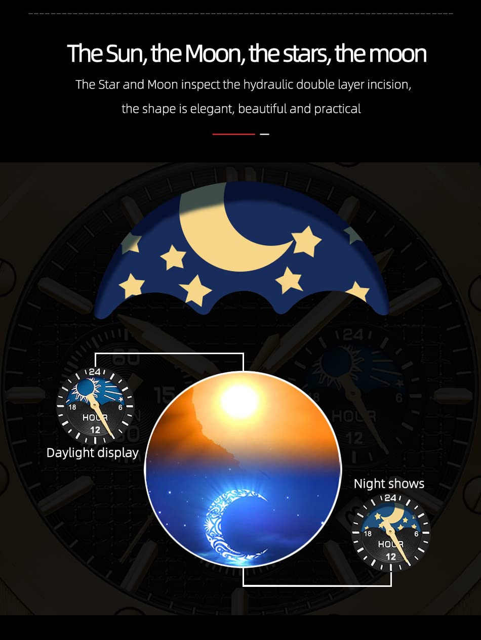 Gosasa Luxury Men's Gold Chronograph Business Quartz Watch Waterproof Stainless Steel Strap Luminous Fashion Wristwatch - View 5 of 8