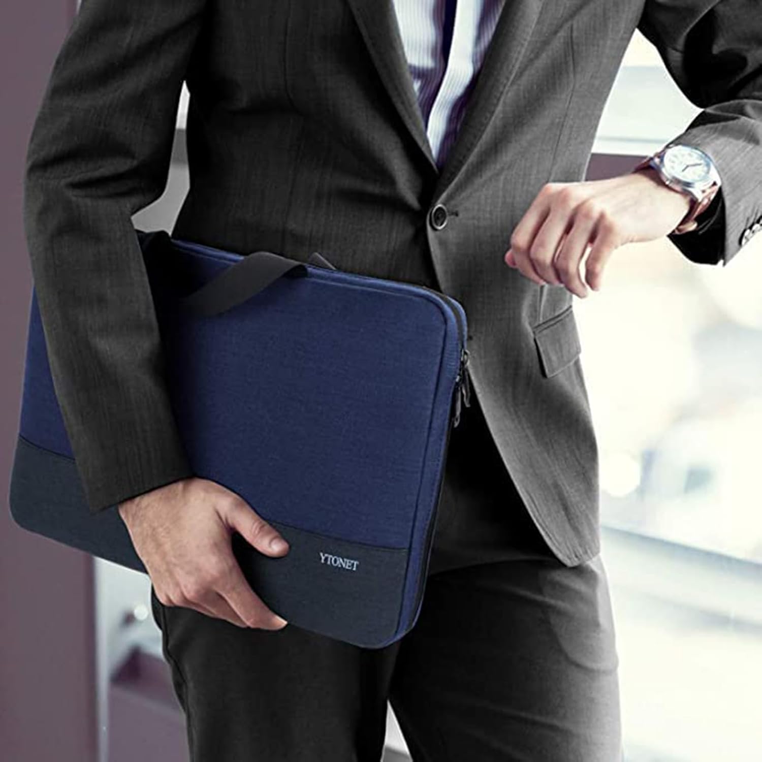 Ytonet Ytonet 17 Inch Water Resistant Laptop Sleeve Case with Handle Compatible with MacBook HP Dell Lenovo Surface Gifts for Men Women Mom Dark Blue - View 6 of 6