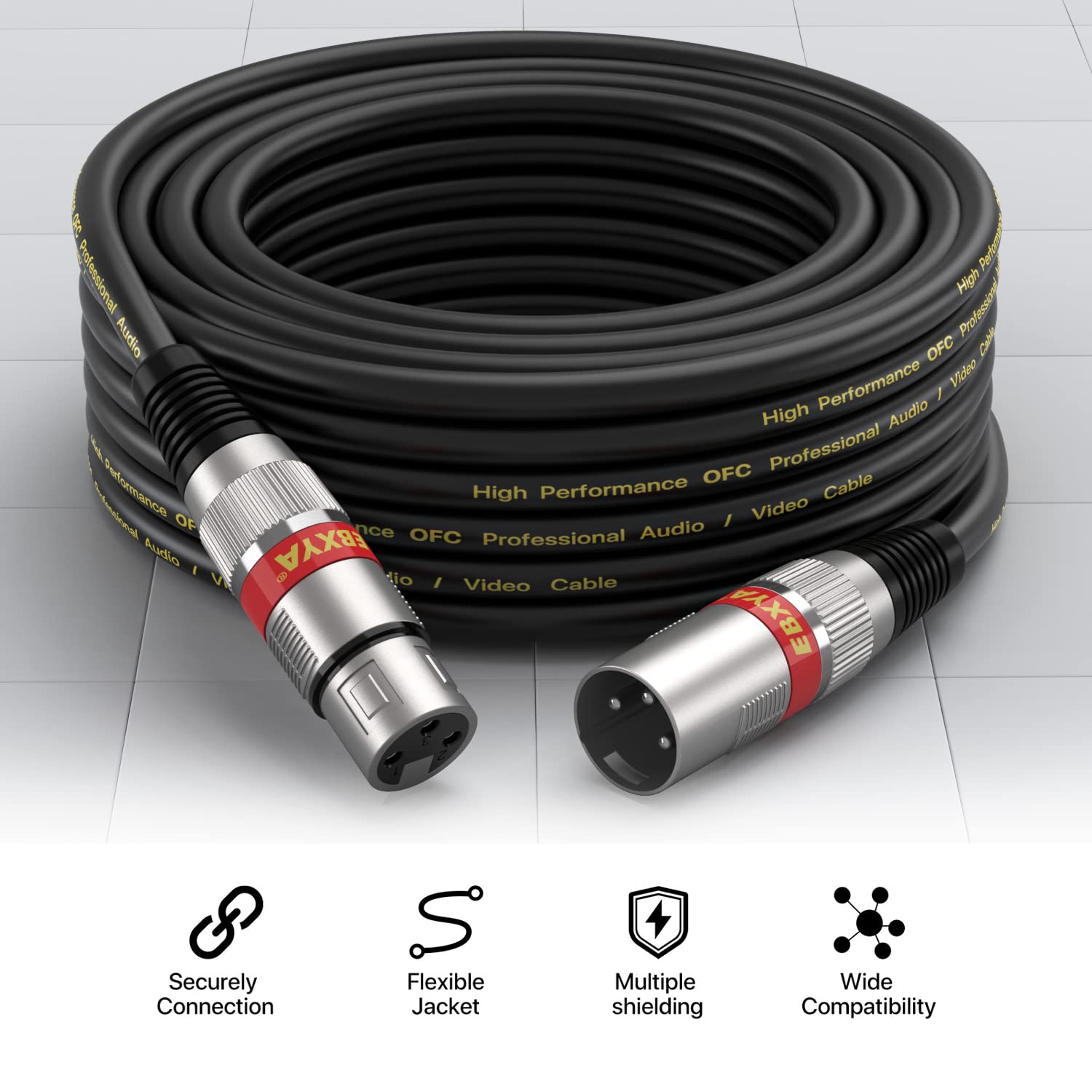 EBXYA XLR Cable 20ft 4 Pack - Mic Cables Balanced DMX Cable Male to Female Suitable for Microphones, Radio Station, Stage Lighting - View 2 of 6