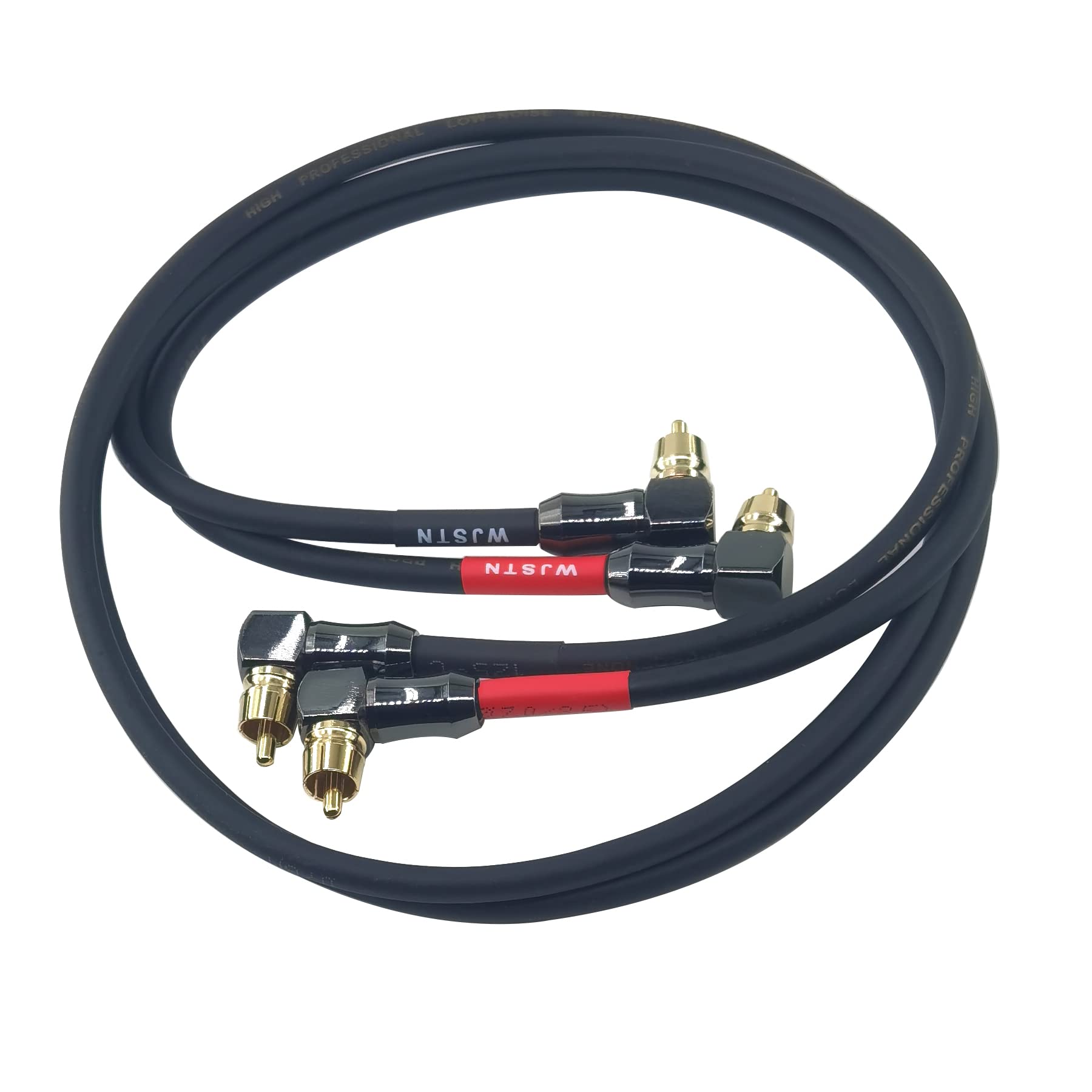 WJSTN Buy WJSTN-061 Right Angle RCA Male-to-Male Audio Cable 2-Pack (3FT) - Perfect for Home Theater & Audio Setup