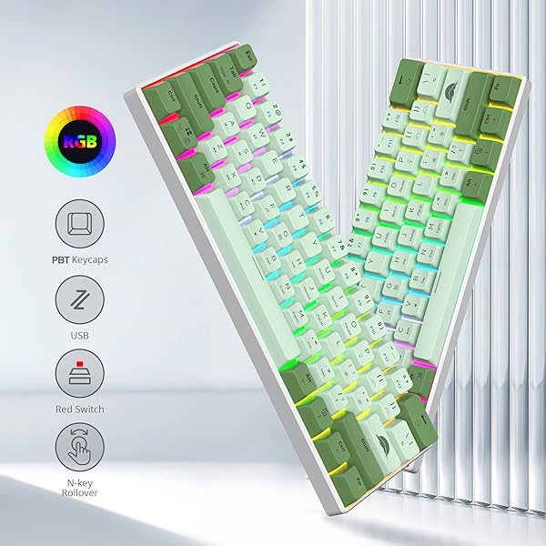 Fogruaden Fogruaden 60 Percent Mechanical Gaming Keyboard RGB Backlit Mini Wired Matcha Red Switch MDA PBT Keycaps for Win Mac PC Laptop - View 4 of 9