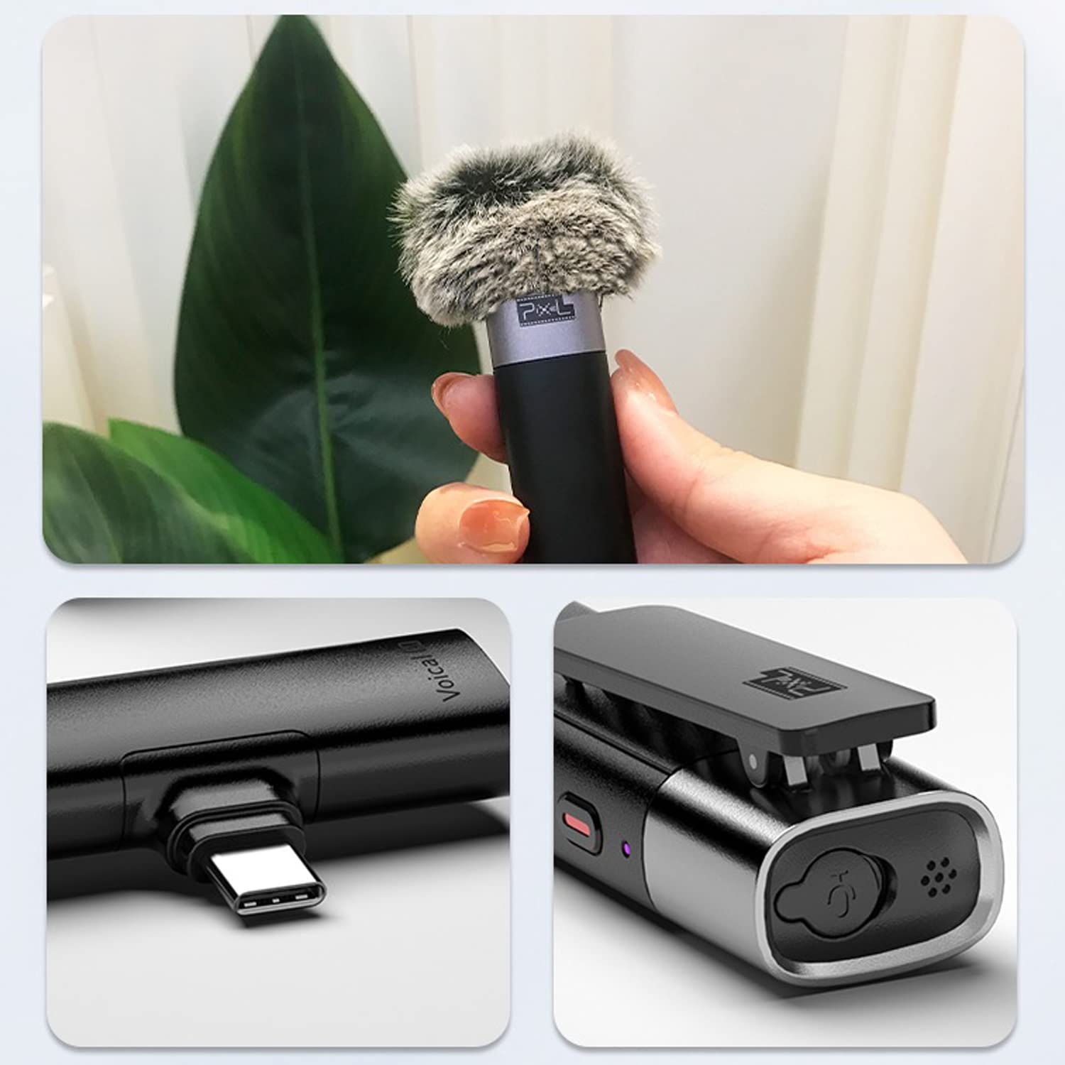 PIXEL Wireless Lavalier Microphone for iPhone iPad, MFi (Made for iOS) Certified Wireless Clip-on Mic Wireless Microphone System with 1 Receiver and - View 5 of 9